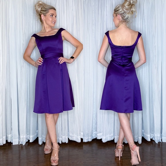 Bari Jay Dresses & Skirts - Purple Off Shoulder Bridesmaid Dress Bari Jay
